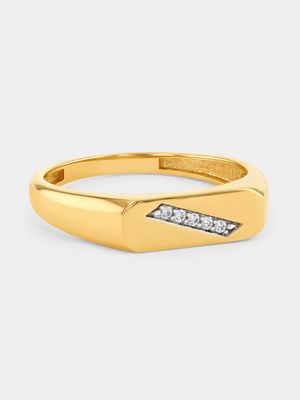Yellow Gold Lab Grown Diamond Diagonal Flat Top Ring