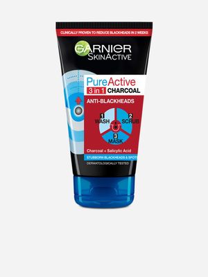Garnier Pure Active Intensive 3 in 1 Charcoal Anti-Blackhead Wash, Scrub & Mask