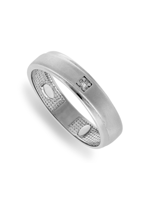 Sterling Silver Matt Centre Cubic Zirconia Men's Ring