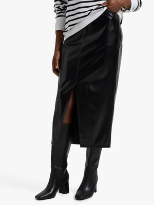 Women's Black Pleather Skirt