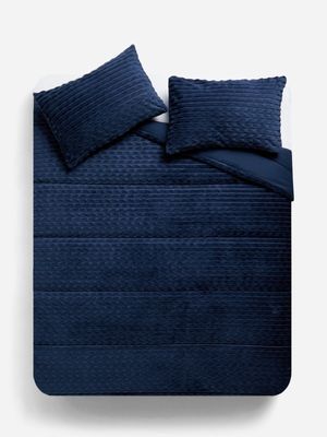 Jet Home Pageant Blue Ribbed Comforter Set 230x200