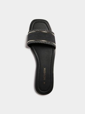 Jet Women's Black Denim Mule Sandals