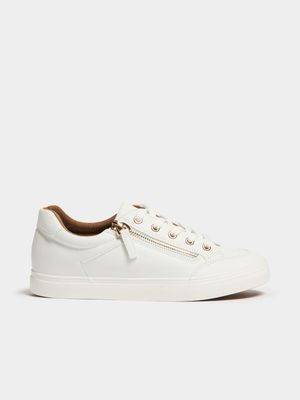 Jet Women's White/Gold Zip Platform Sneaker