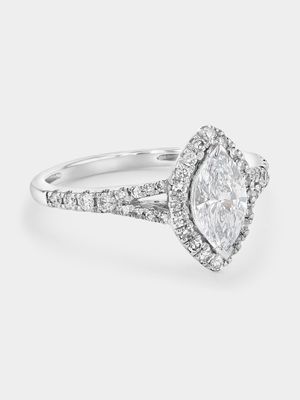 White Gold 1ct Lab Grown Diamond Marquise Halo Ring