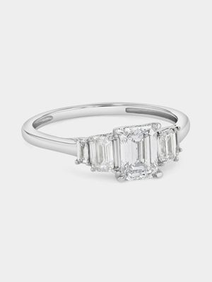 White Gold 1.3ct Lab Grown Diamond Emerald-Cut 5-Stone Ring