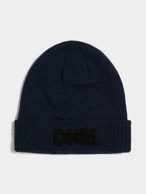 Jet Men's Blue Embroided Cable Knit Beanie