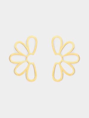 Stainless Steel Geometrical Flower Drop Earrings