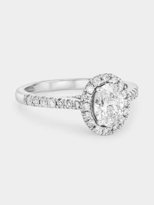 White Gold 1.1ct Lab Grown Diamond Oval Halo Ring
