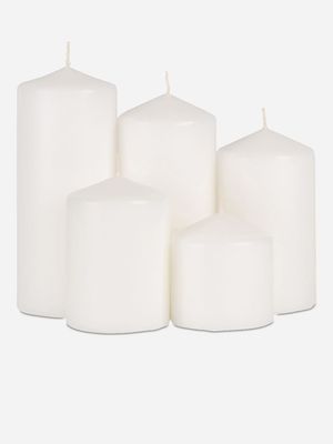 Set of 5 Pillar Candles Varied Sizes