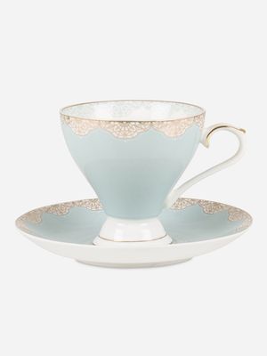 Gold Lace Cup & Saucer Duck Egg 200ml