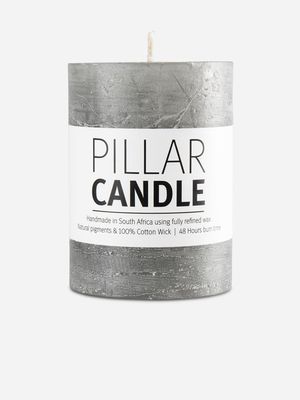 pillar candle rustic light grey 7.3x10cm