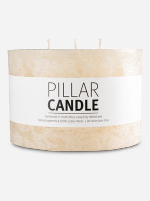 3Wick Pillar Candle Rustic Cream 15x10cm