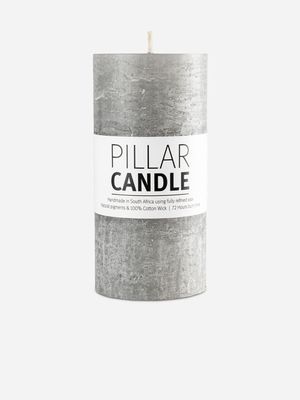 pillar candle rustic light grey 7.3x15cm