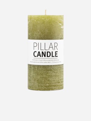 pillar candle rustic green 7.3x15cm