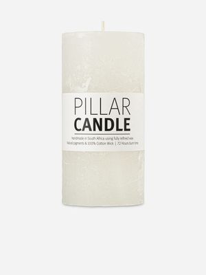 pillar candle rustic white 7.3x15cm