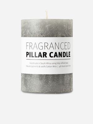pillar candle frangipani grey 7x10cm