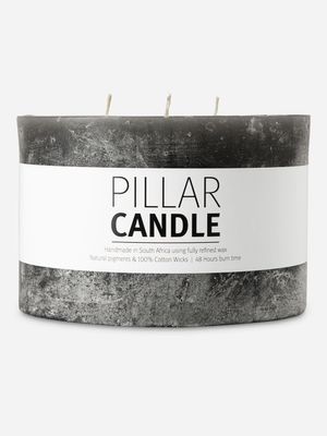 3Wick Pillar Candle Rustic Anthracite 10x15cm