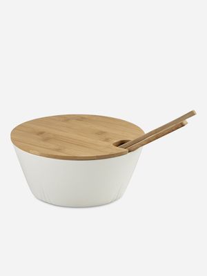 atlantic salad bowl bamboo/porcelain+ lid 24cm
