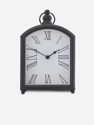 table clock arched frame iron 24x16cm