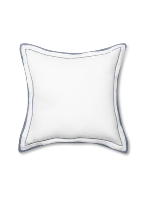scatter cushion linen white with blue trim 55x55