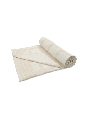 Granny Goose textured white & stone check bedspread