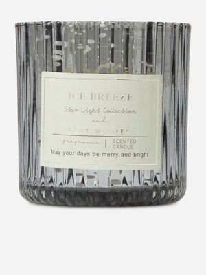 Fluted Mercury Glass Jar Candle Grey 8.8cm