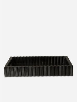 Fluted Wood Tray Black