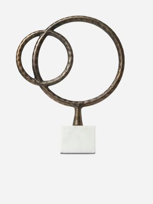 Double Circle Statue On Marble 38 X 33cm