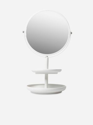 Bathroom Mirror With Double Tray White 32cm