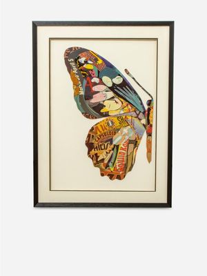 Framed Paper Collage Butterfly Left  60x80cm