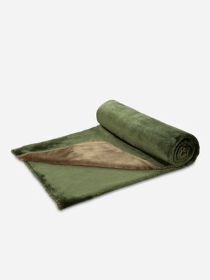 Reversible Sherpa Throw Olive 150x180
