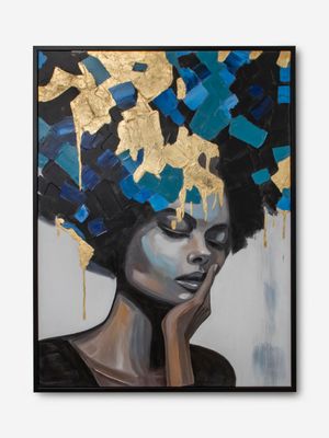Girl With Headdress Framed Oil Painting
