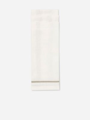 Napkin Linen Blend Trim Grey 4 Pack