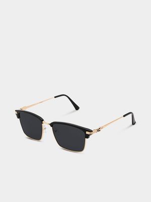 Men's Markham Inlay Clubmaster Gold Sunglasses