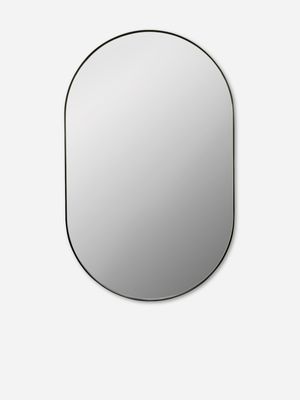 Pill Shape Mirror Black 80 x 50cm