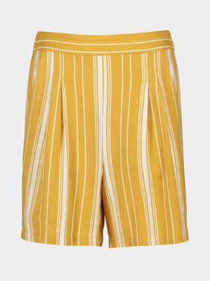 Linen Blend Shorts with Stripes