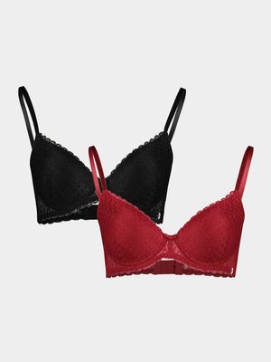2 Pack Push Up Lace Bras