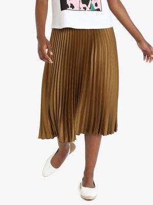 Satin A-Line Pleated Skirt