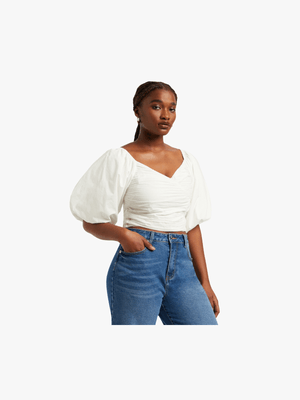 V-Neck Volume Sleeve Blouse