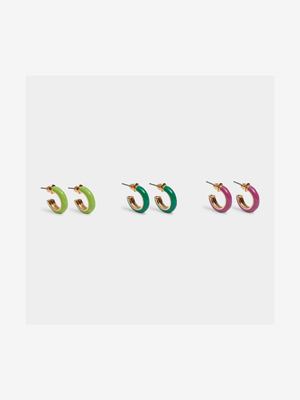 3 Pack Mini Enamel Colourpop Earrings