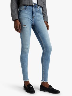 News Denim Frayed Hem Skinny Jeans