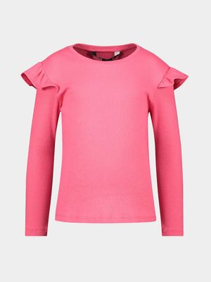 Younger Girls Long Sleeve Frill Top