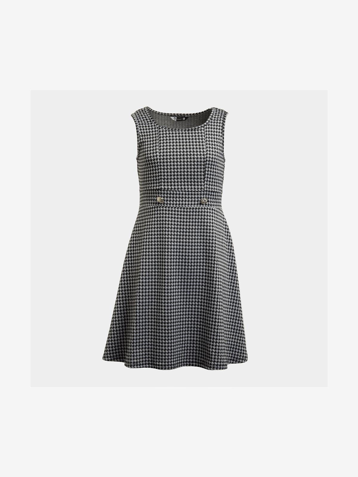 Houndstooth And Plaid Print Pinafore Dress