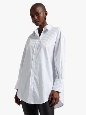 Luella Oversized Cotton Diamante Shirt