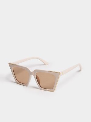 Sharp Catseye Bone Sunglasses