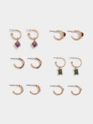 6 Pack Stone Drop Earrings