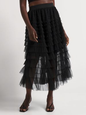 Y&G Tiered Tulle Maxi Skirt