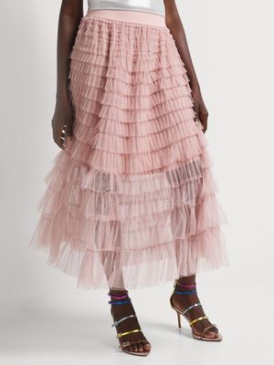 Y&G Tiered Tulle Maxi Skirt