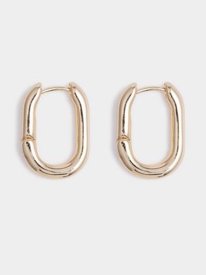 Linear Hoop Huggie Gold Plated Earrings