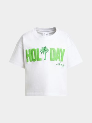 Younger Girls Holiday Palm Boxy T-Shirt